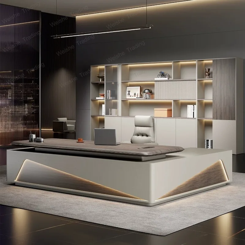 

Элитный офисный стол и стул в комплекте, простой современный стол руководителя для офиса