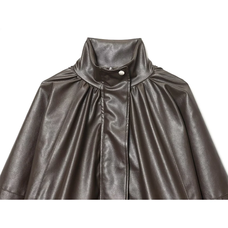 سترات شتوية نسائية جديدة 2025 موضة ريترو عالية الرقبة أنيقة من جلد البولي يوريثان سترات نسائية شتوية للشارع والسفر معاطف للشباب #3