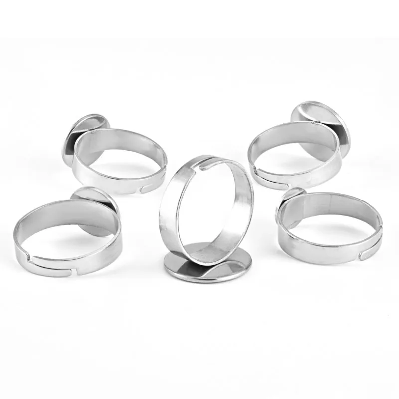 10Pcs Stainless Steel Ring Base Adjustable Blank Rings
