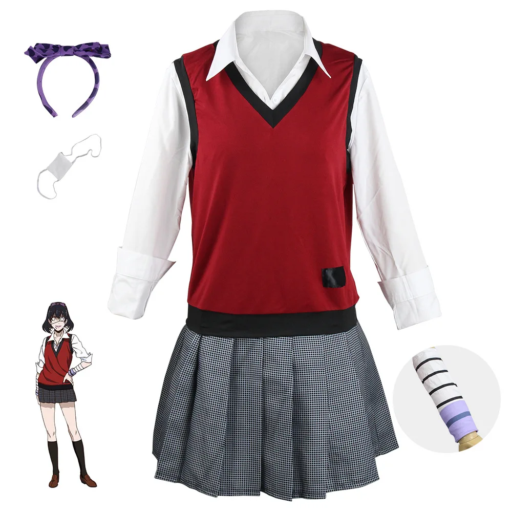 Anime Kakegurui Compulsive Gambler Midari Ikishima Cosplay Costume Japanese School Uniform Vest Dress Women Halloween JK Uniform