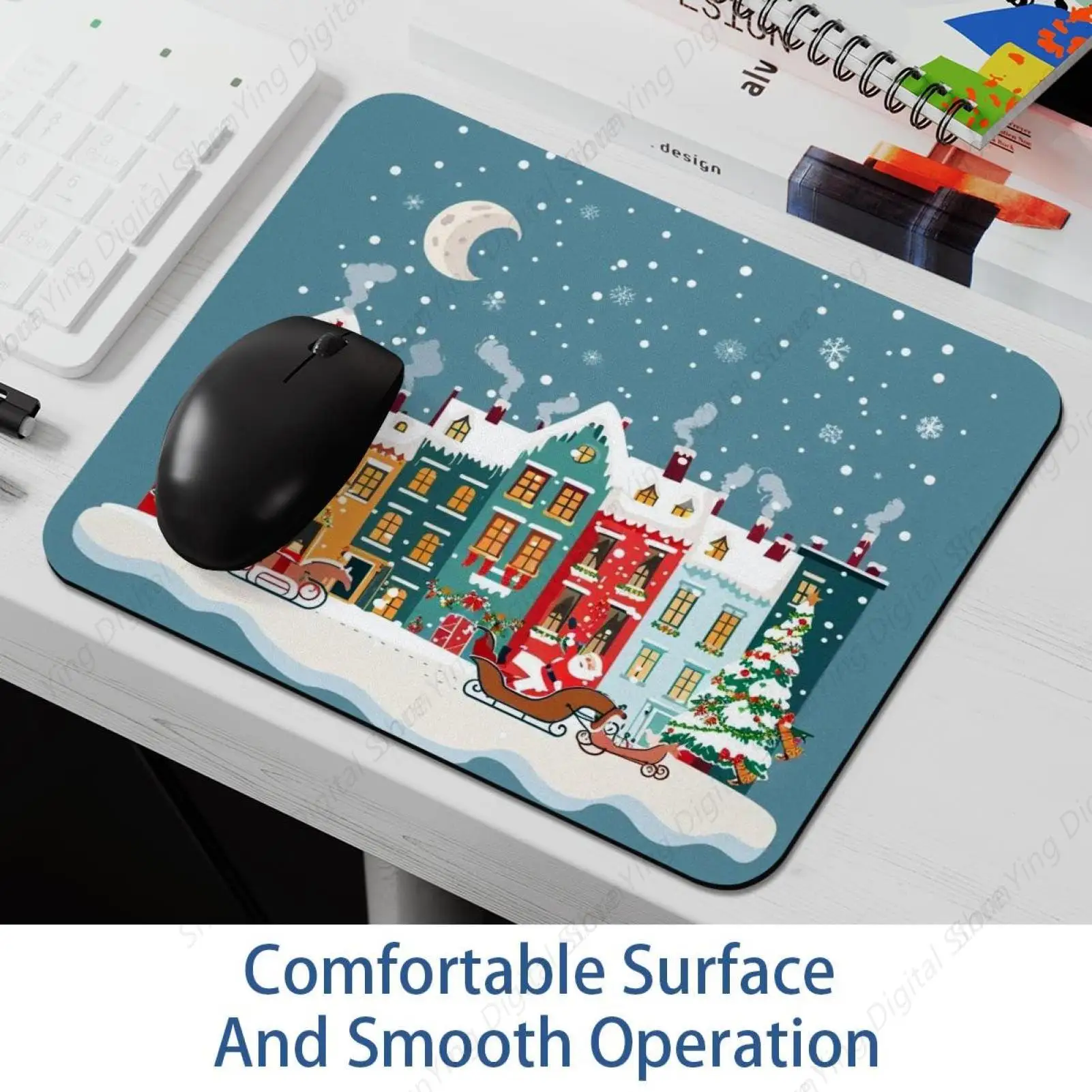 Natal inverno cidade mouse pad personalizado portátil escritório decoração base de borracha durável mouse pad 18*22cm