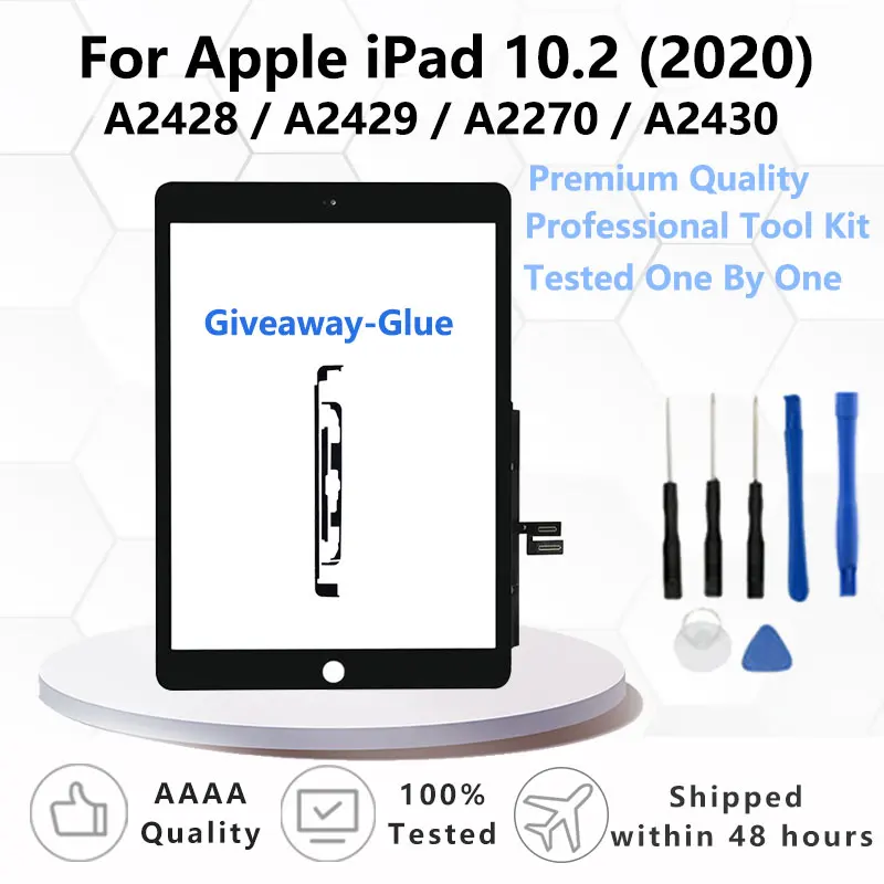 New Touch Screen For Apple iPad 10.2 (2020) A2428 / A2429 / A2270 / A2430 LCD Outer Digitizer Sensor Glass Panel Replacement