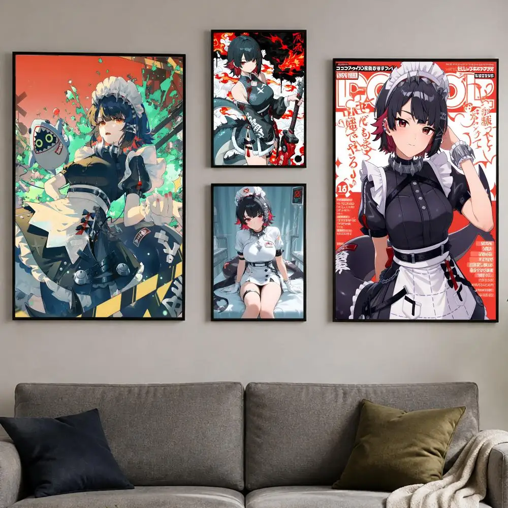 Game Character Ellen Joe Poster PP Self-Adhesive Bedroom Gaming Cafe/Bar Vintage Aesthetic Decor Ideal Gift