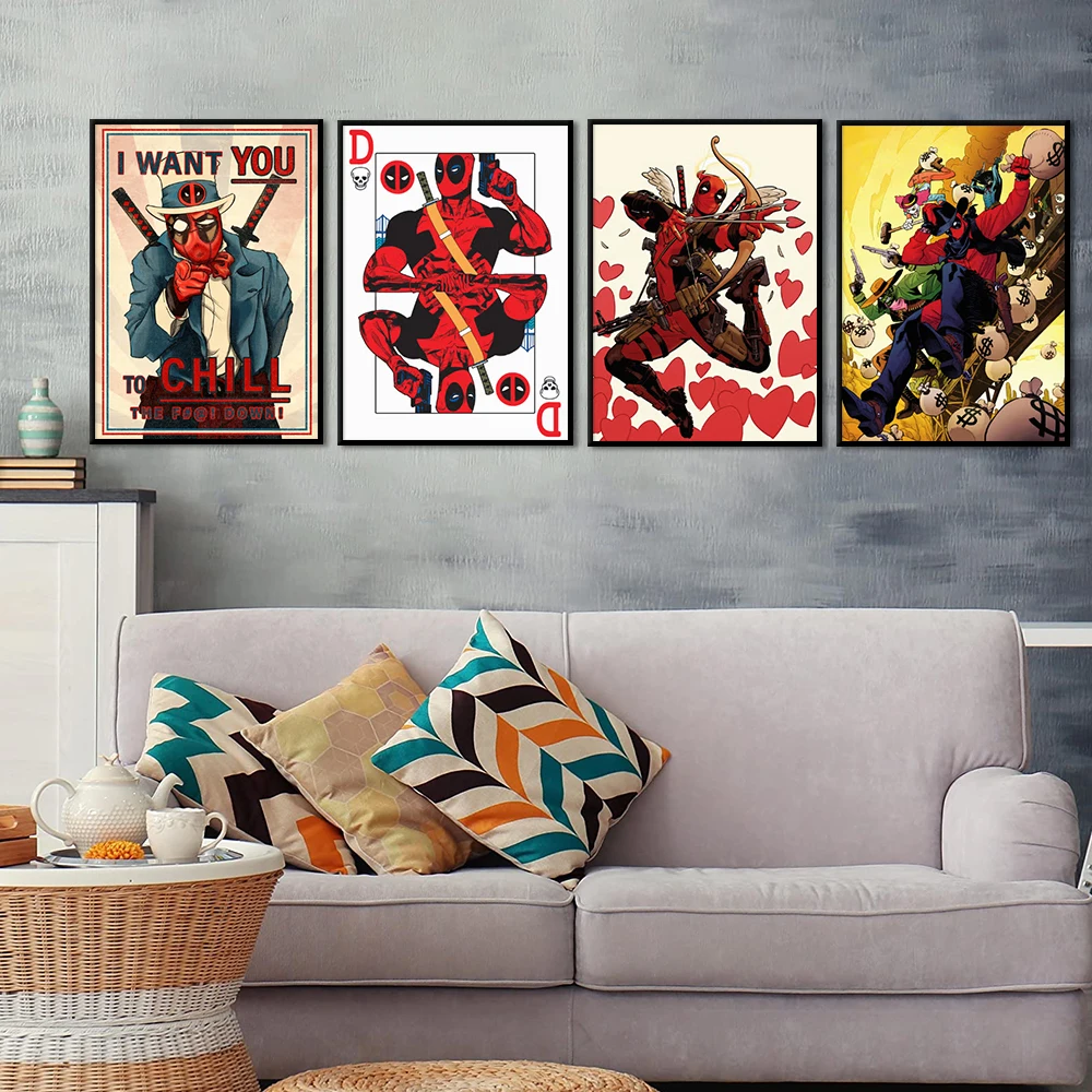 

Funny Deadpool Painting Modern Disney Wall Art Canvas Poster Abstract Villain Hero Pictures for Living Room Home Decor Cuadros