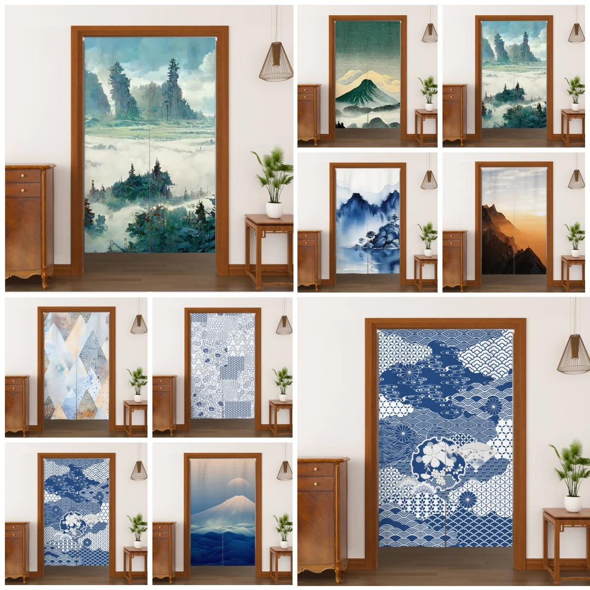 Custom Noren Door Curtain Personal Photo Logo Text Design Kitchen Linen Doorway Curtain Restaurant Bedroom Entrance Half-Curtain