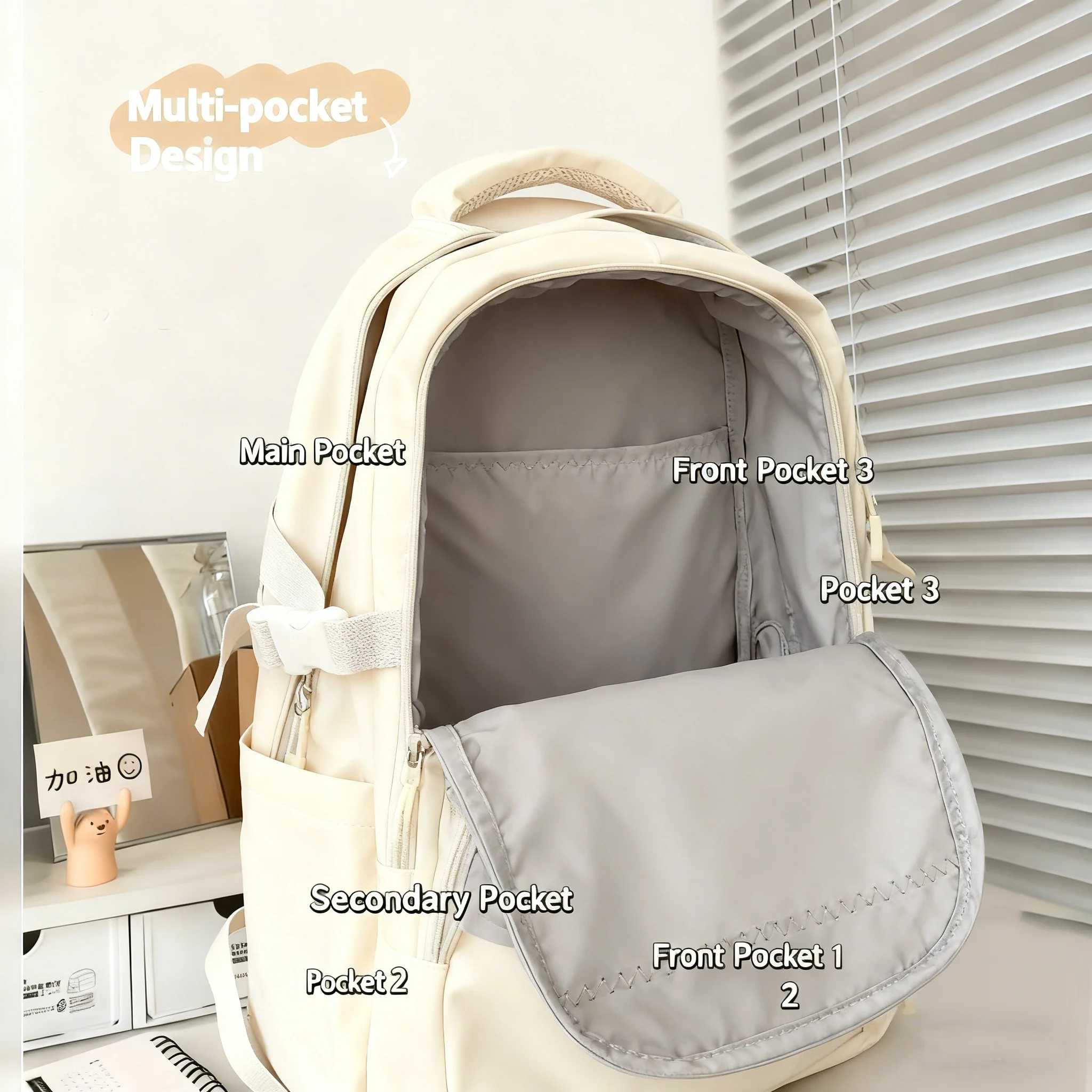 Mochila Kawai de gran capacidad para mujer, versátil para estudiantes universitarios de secundaria, mochila estilo Instagram, tendencia