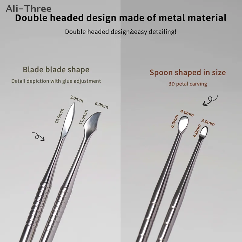 Metal Double-headed Nail Carving Rod Extension Glue Removal Stick Gel Removal Spatula Nail Polish Dipping Removal Tool