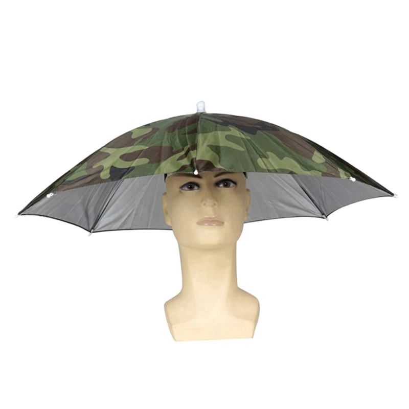 Portable Rain Umbrella Hat Camouflage Foldable Outdoor Sun Shade Waterproof Camping Fishing Headwear Cap Beach Head Hats