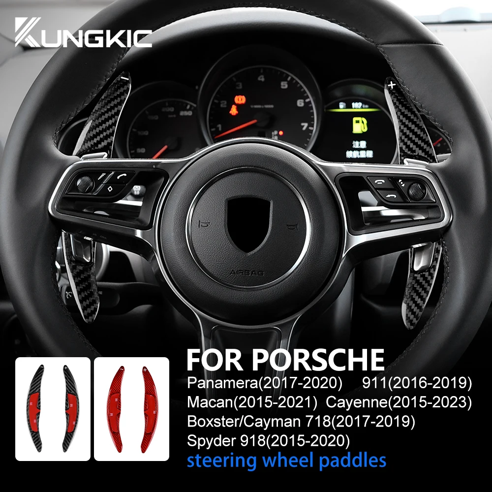 

for Porsche Panamera Macan 971 718 911 Cayenne Boxster Real Hard Carbon Fiber Car Steering Wheel Paddle Shifter Accessories