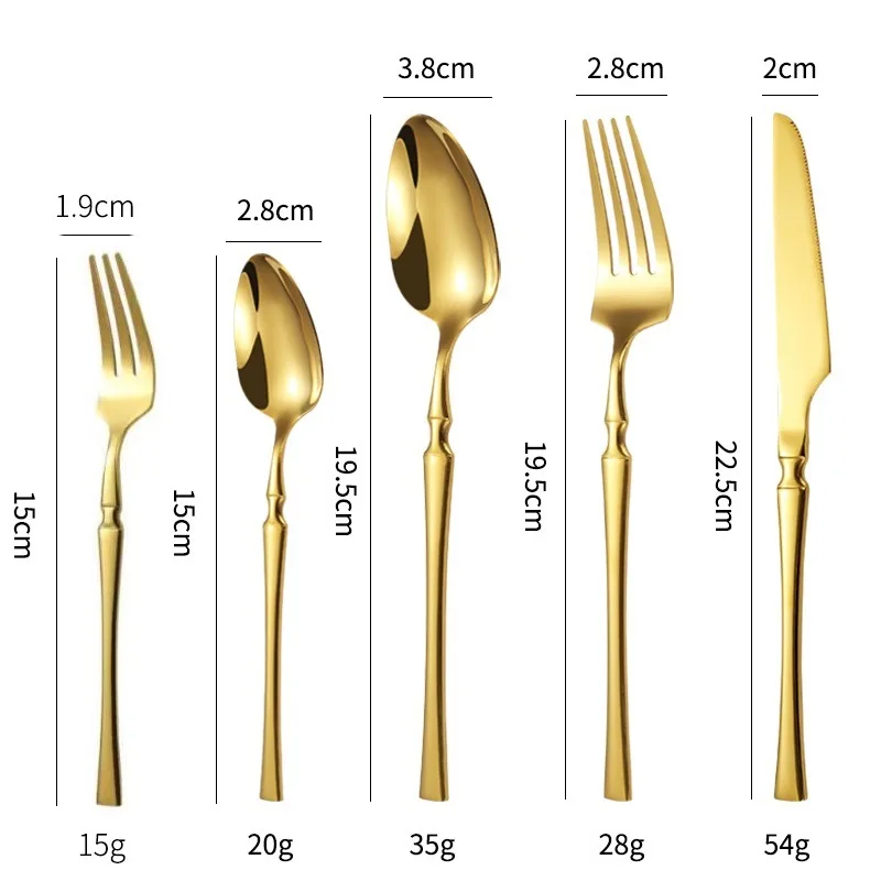 5/20/30pcs Cutlery Set Stainless Steel Gold Knives Dessert Forks Coffee Spoons Kitchen Tableware Dinnerware Dishwasher Safe Gift