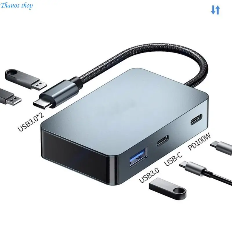 

5in1 Docking Station Usb3.0 HUB TypeC Converter 5in1 Dock PD100W USB3.0 X37A