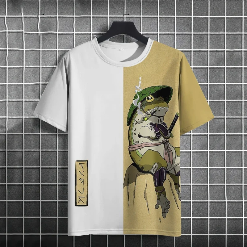 Whale Tiger Wolf Pattern T Shirt For Men Colorful Animal 3D Printed Tees Casual Short Sleeve Round Neck Tops Street T-Shirts
