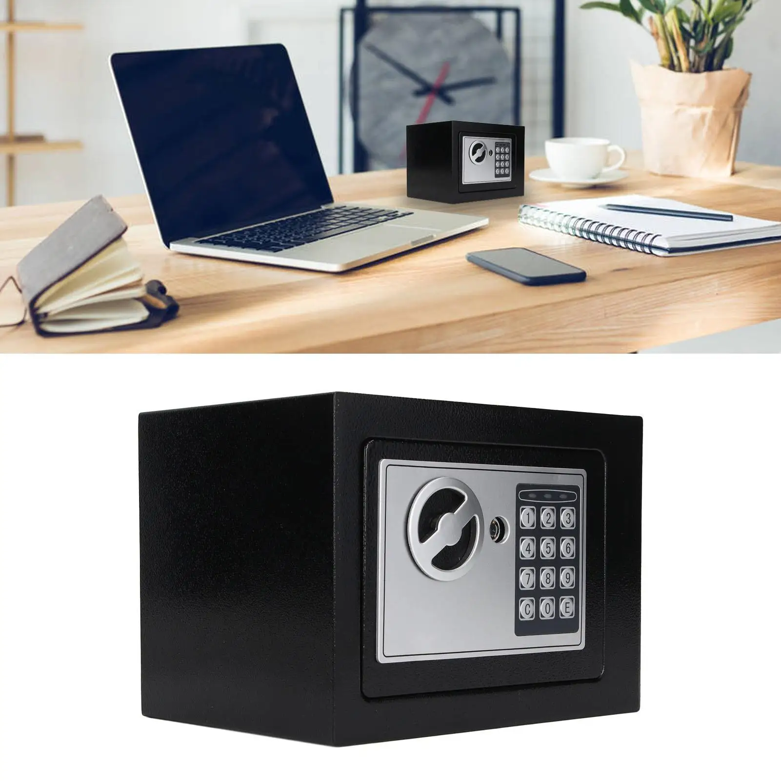 Mini coffre-fort en acier inoxydable, Pot d'économie de sécurité Durable, facile à installer, trou pré-borié pour le bureau ou pour une utilisation en usine