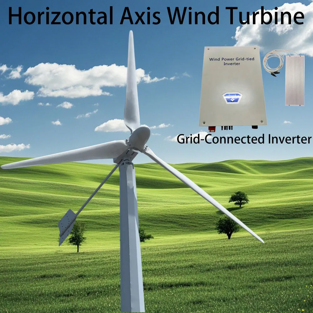 100KW 200KW Wind Turbine Generat Horizortal Turbine Alternative Free Energy Windmill 220V 380V Hybrid Controller for Homeuse