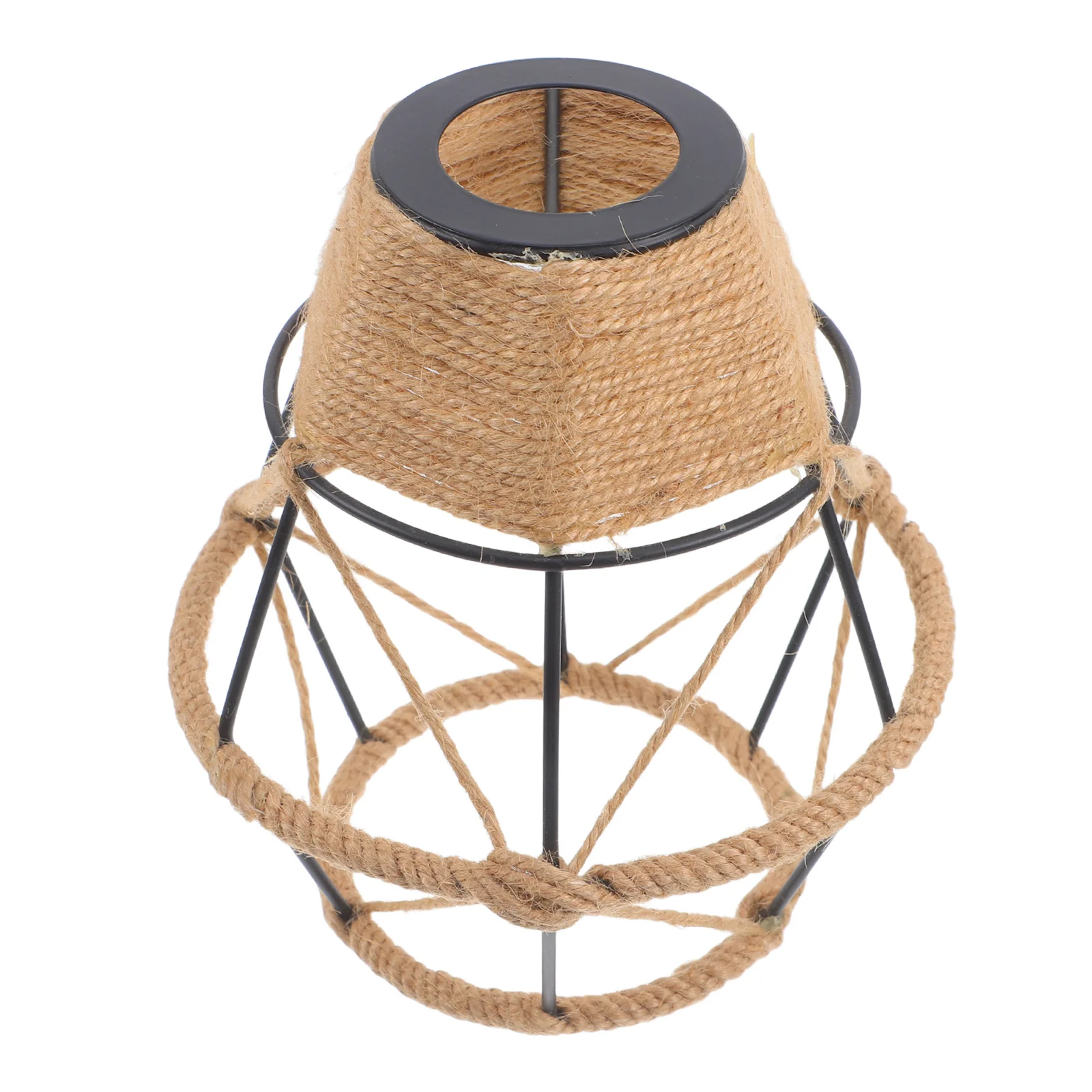 Тканый веревочный абажур, железный каркас, цоколь E27, для гостиной, столовой, спальни, фермерского дома, деревенский промышленный декор, подвеска