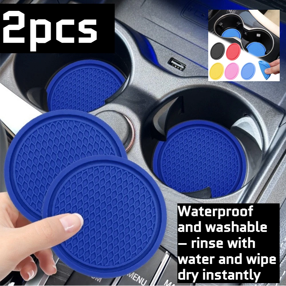 2 Pack Car Cup Holder Coasters Anti Slip Mat for Water Bottles Drinks Heat Resistant Round Pad Auto Interior Decor Hot Sale