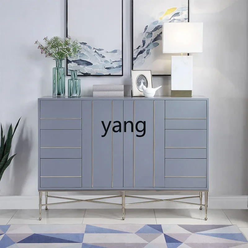 

yjq Light Luxury Entrance Foyer Hallway Curio Cabinet Modern Chinese Style Sideboard Cabinet Stainless Steel
