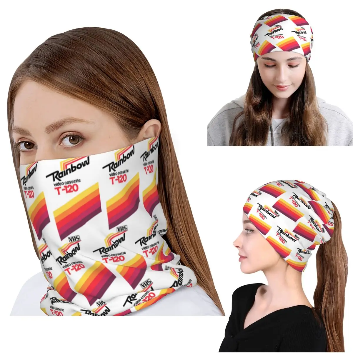 Bandana, Gola Tubular, Lenço e Gorro Estilo Retrô VHS Tape Vaporwave, Quente e Respirável, para Ciclismo, Unissex Adulto