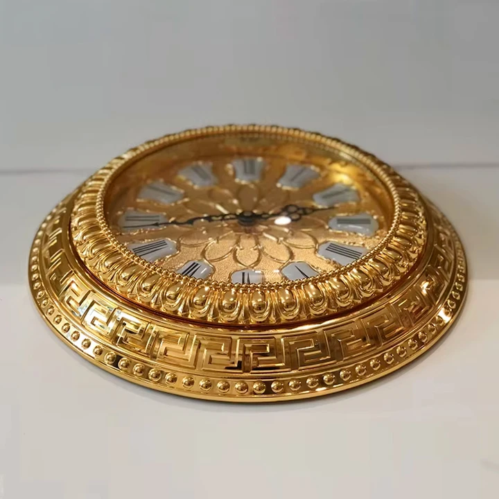 Wall Clock Luxury Home Decoration Design Style Living Room Large Brass Custom 24K Golden Wall Clock