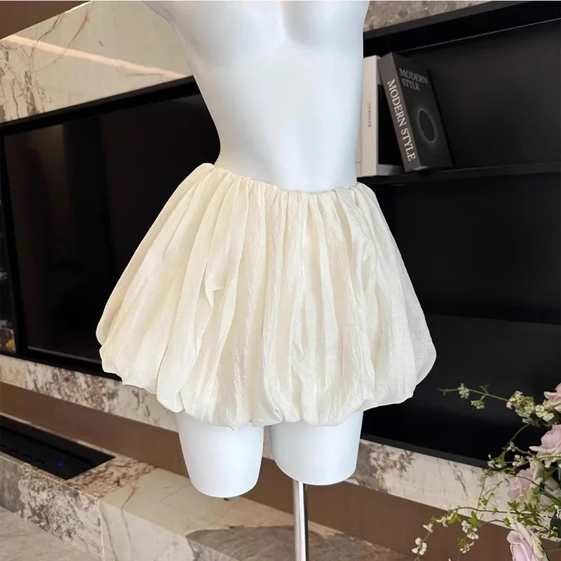 Women Bubble Mini Skirt Summer Balloon Skirt Vintage Hottie High Waist Puffy Short Skirt for Vacation Streetwear Aesthetic Cloth