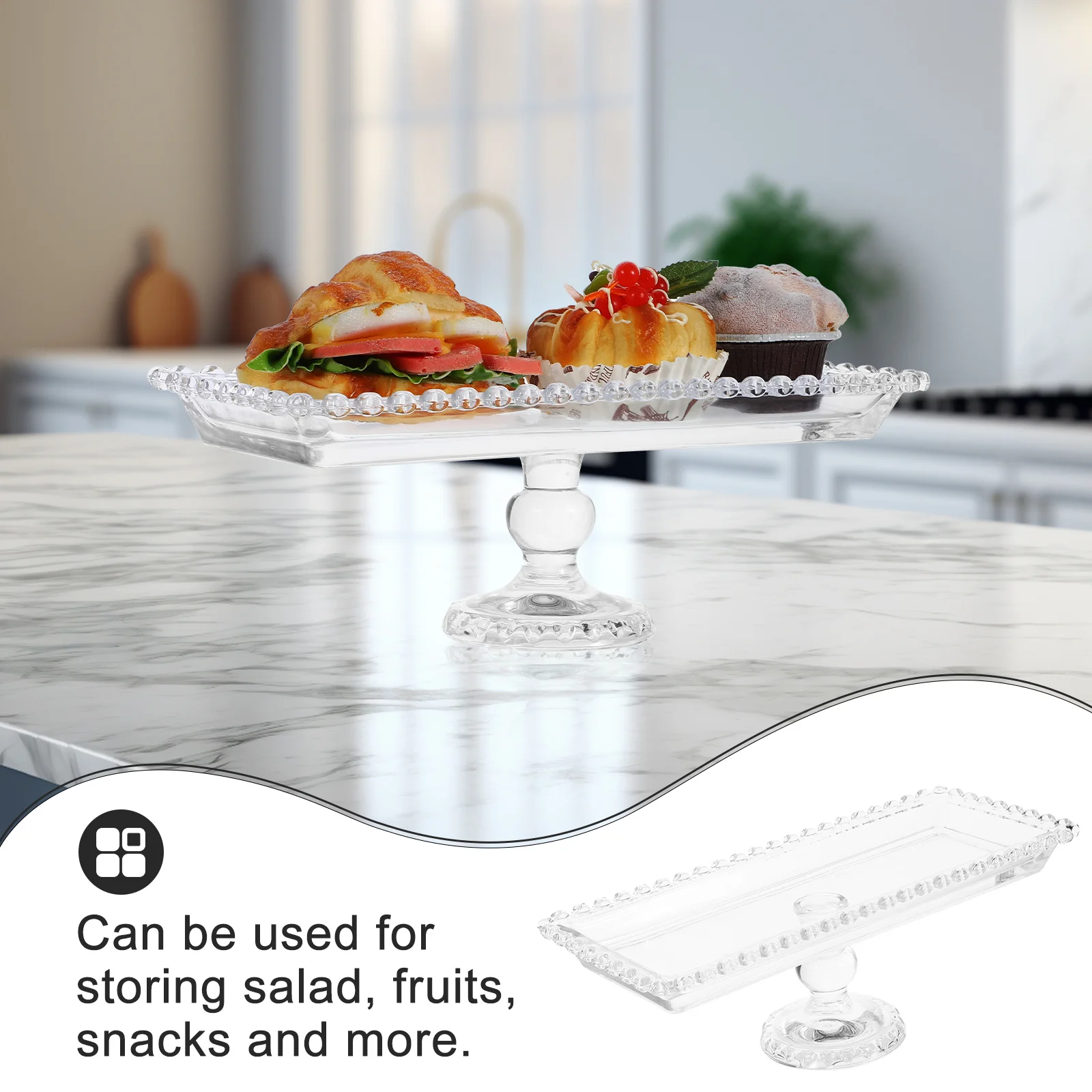 

1Pcs Crystal Glass Fruit Tray Modern Storage Plate Decorative Snack Serving Dish Multipurpose Household Organizer