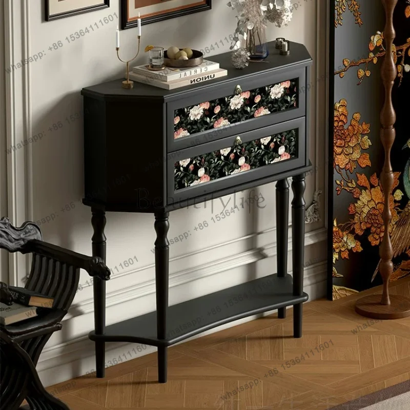 LDFrench Solid Wood Porch Hallway Home Decoration Cabinet Console Tables Living Room Dining Side Display Cabinets