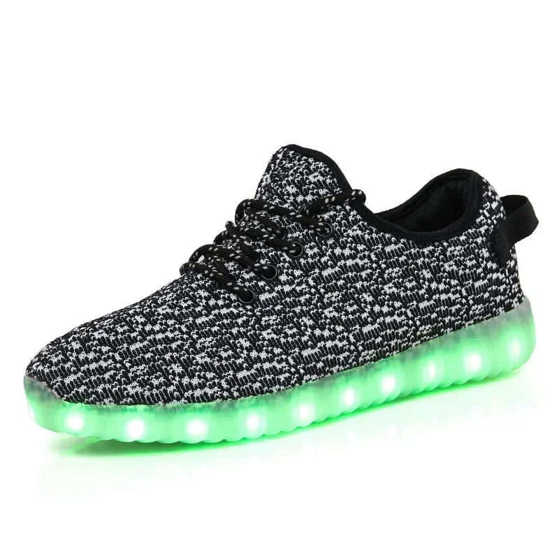 Children & Adult Shoes 7 Colorful LED Lights Men & Women Breathable USB Rechargeable Fluorescent Luminous Sneakers Size 35-46