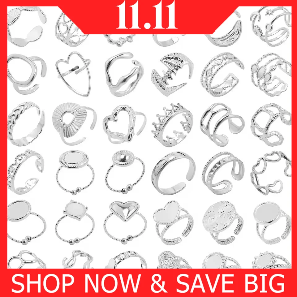 

Fashion 6pcs/lot Steel Color Bat Abstract Face Crown Heart Stars Moon Rings Stainless Steel Rings Women Girls Jewelry Charms New