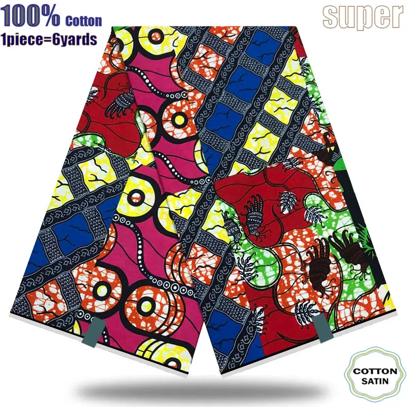 2024 Ankara African 100% Cotton Wax Prints Fabric Original Soft High Quality African Real Wax Fabric Party Dress HH101