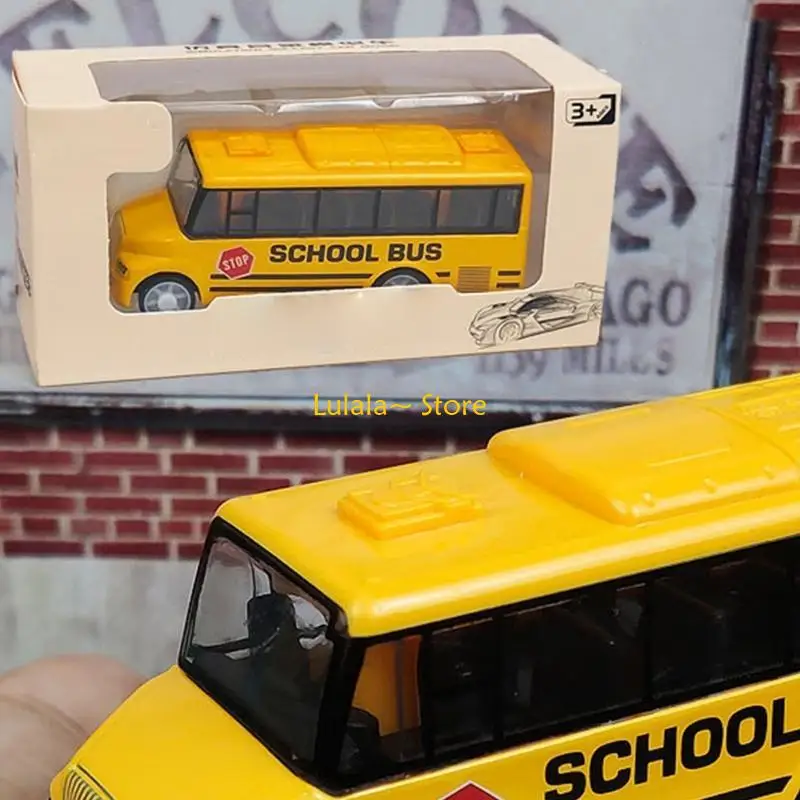 Y4QA simuleert prachtige body model schoolbusspeelgoed met pull-back die cast school buk-actie voor meer dan 3 jaar oude