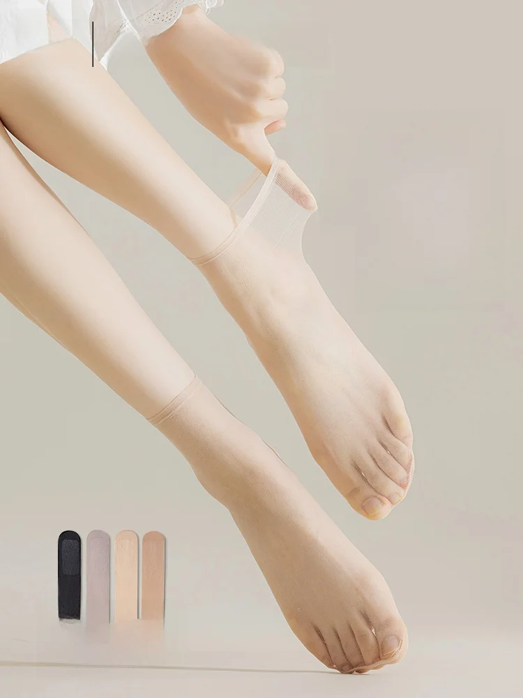 Anti-Slip Short Silk Stockings Women's Thin Transparent Seamless Invisible Summer Socks  Person  Ultra-Light Nylon