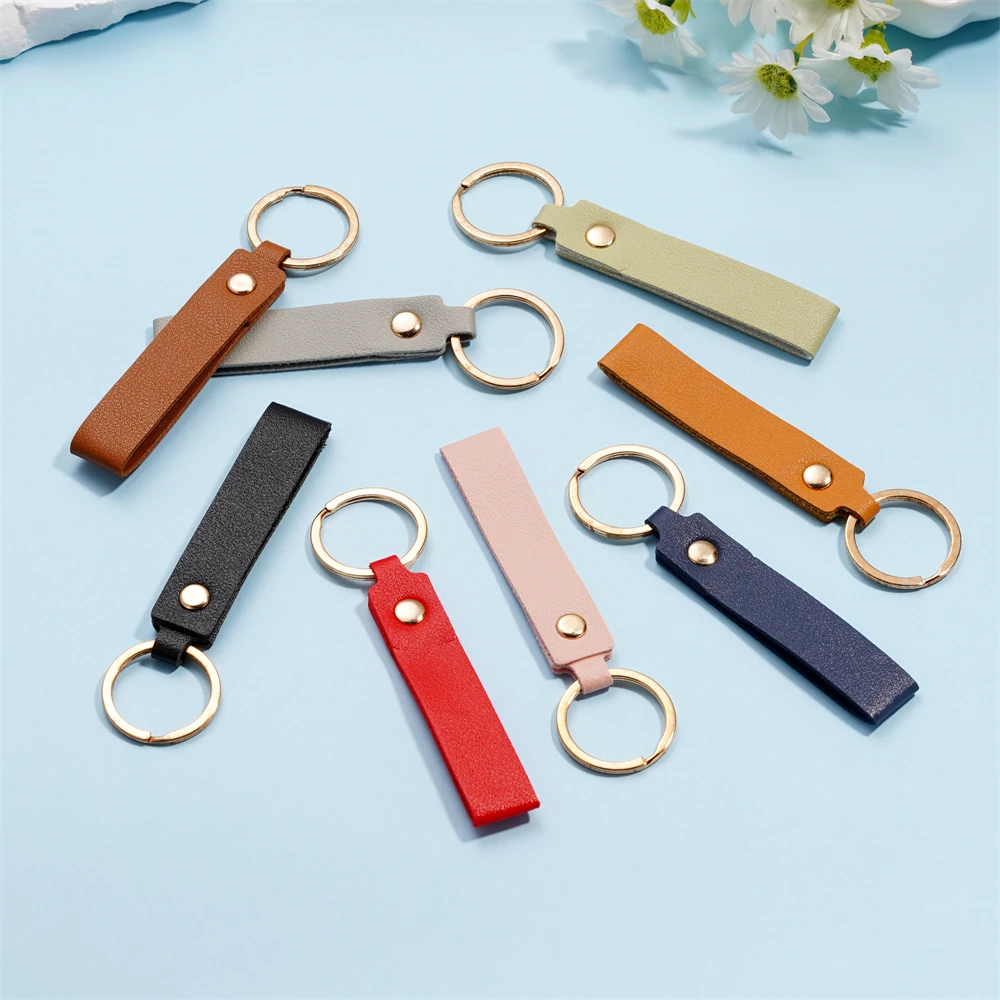 5pcs/lot PU Leather Keychain Business Gift Leather Key Chain Men Women Car Key Strap Waist Wallet Keyring For DIY Jewelry Making