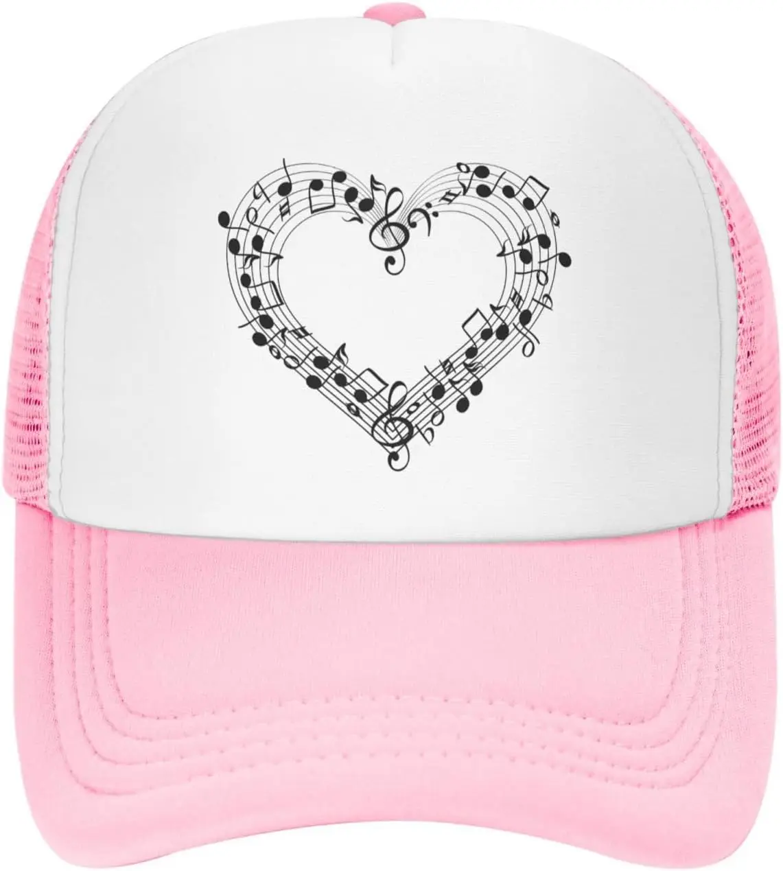 

Музыкальная нота с принтом сердца, шляпа дальнобойщика, бейсболка из полиэстера и сетки, регулируемая уличная унисекс