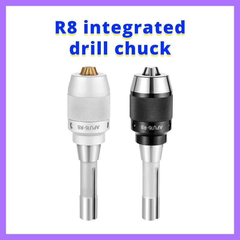 R8-APU CNC integrated drilling chuck milling machine self-locking taper shank self tightening drilling chuck straight shank