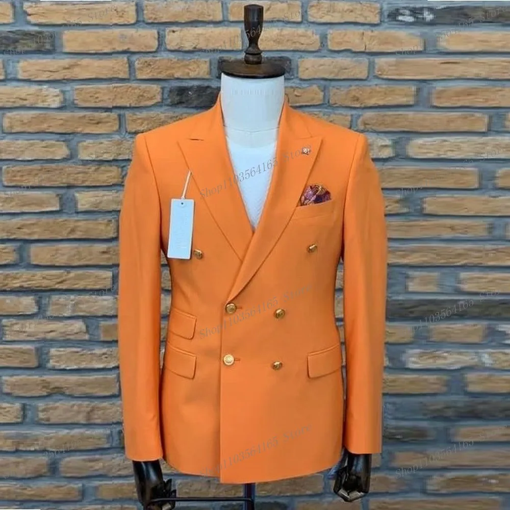 

New Orange Men Blazer Business Formal Office Coat Casual Work Prom Single Jacket Wedding Party Fashion Male Suit A02