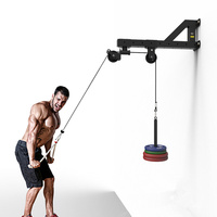 Home Gym Wall Mounted Cable Machine Attachments Workout Triceps Biceps Pulley System Fitness Pull Down Rope Equipment