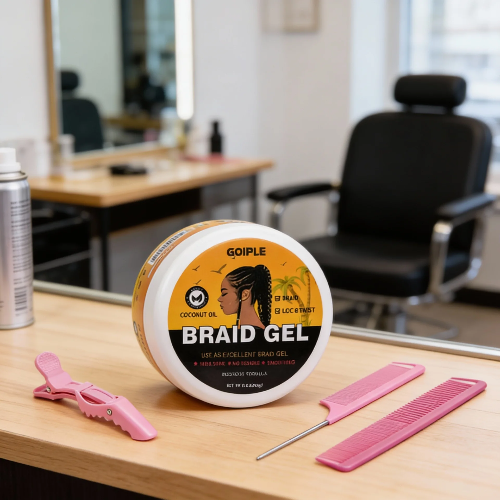 

Strong Hold Hair Braiding Gel, Suitable for Twist Braids, Braiding Hair, Creating a Residue-Free Hairline, High-Gloss Braiding Gel, Also Functions as a Hairline Control, 8.8 Ounces, Comes with a Comb