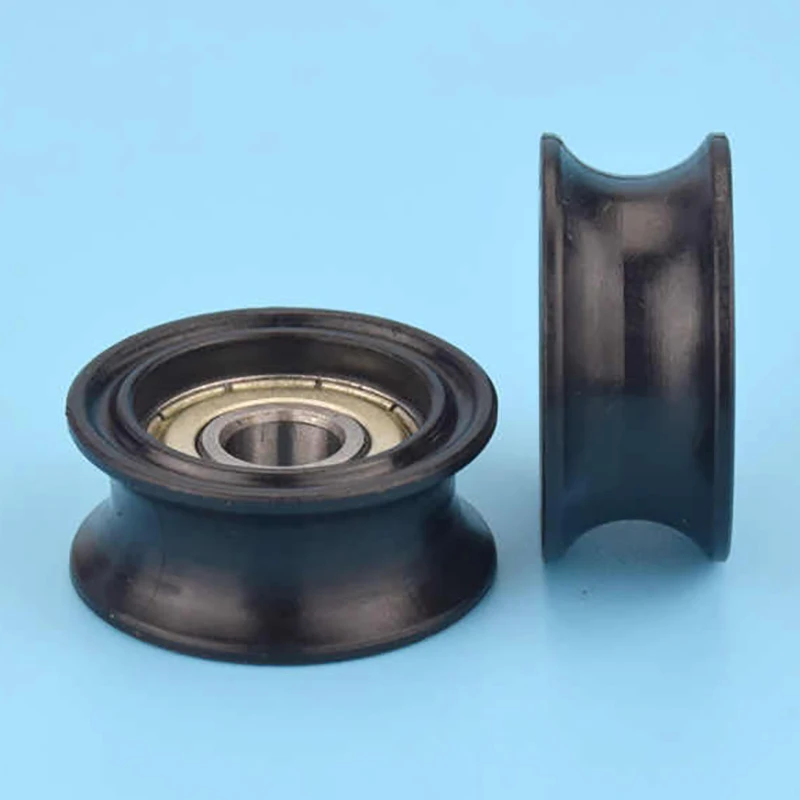 1Pc 8*30*13mm U-shaped Bearing Roller Guide Wheel 608 Bearing Moving Pulley Rubber Roller Mute Elasticity Roller Pulley Black