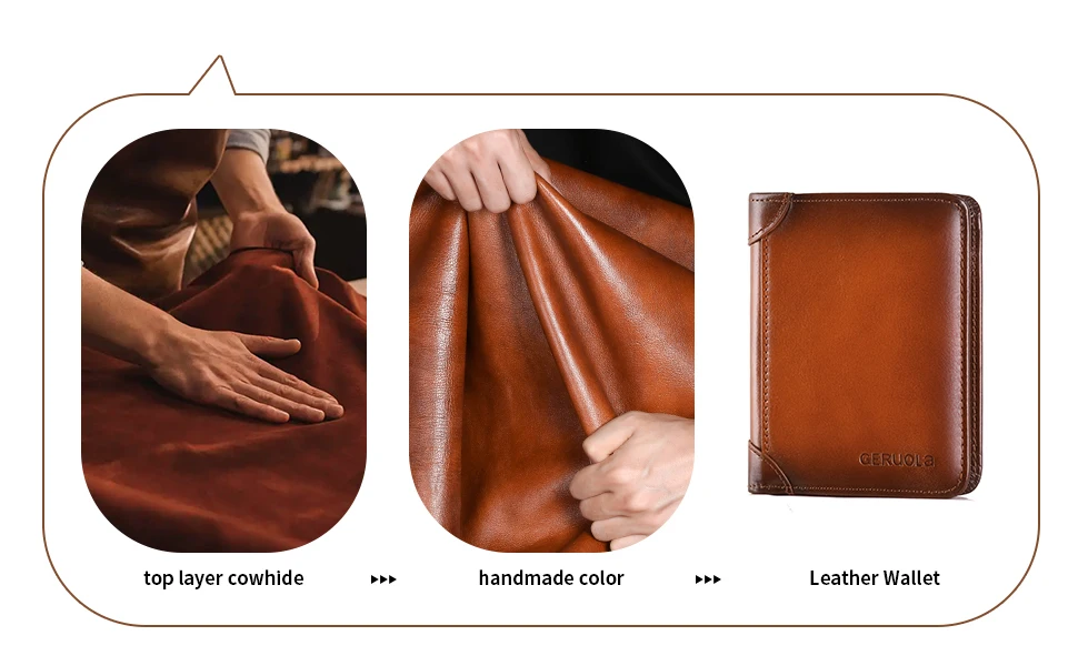 GERUOLA Slim RFID-geschirmte Echtleder-Geldbörse für Herren – multifunktionales Ausweis- und Kreditkartenetui, dunkelbraun mit Verzierungen – Detail 2