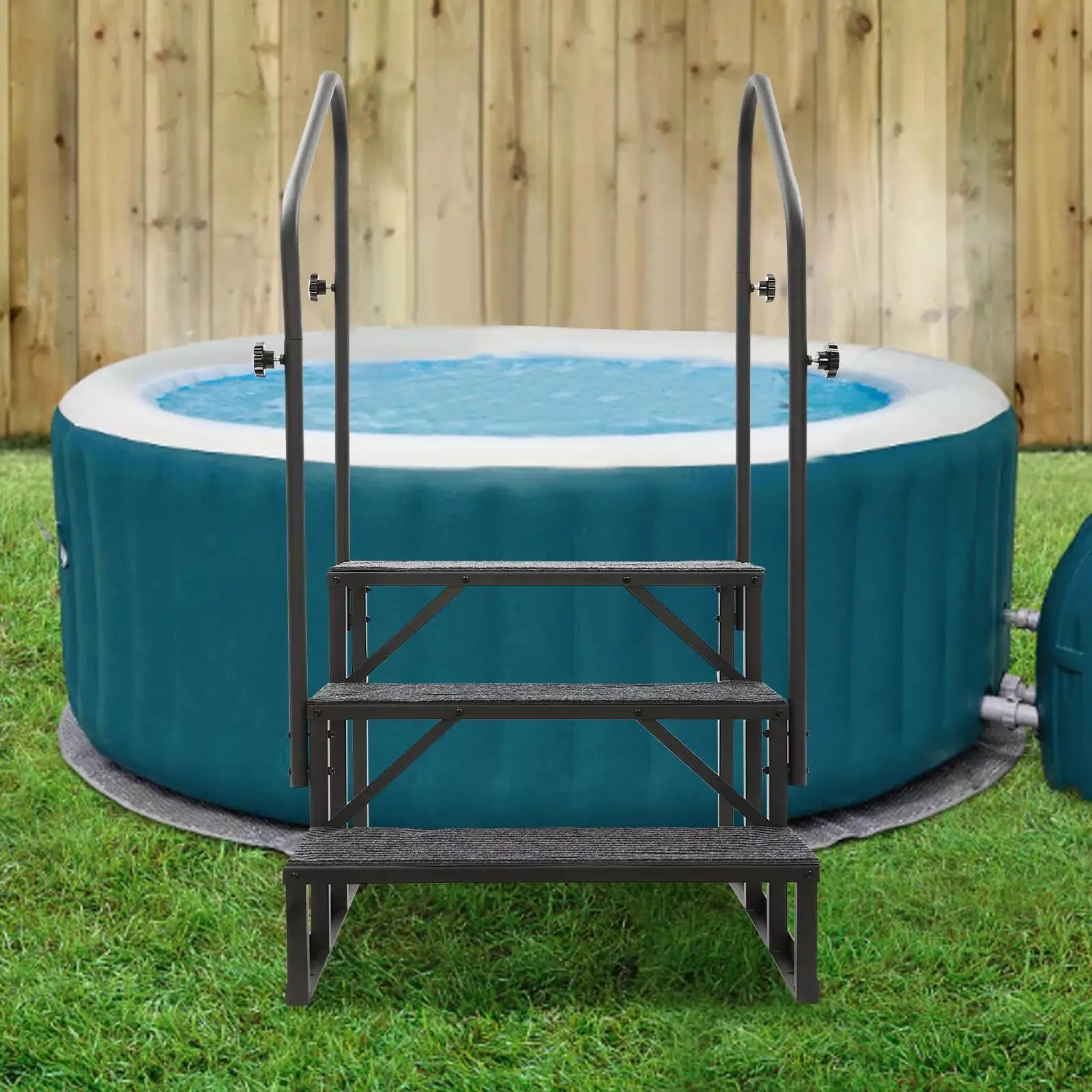 Lightweight RV Step Ladder - Folding w/Safety Rail for Campers & Trailers | Slip-Resistant & Effortless Carry