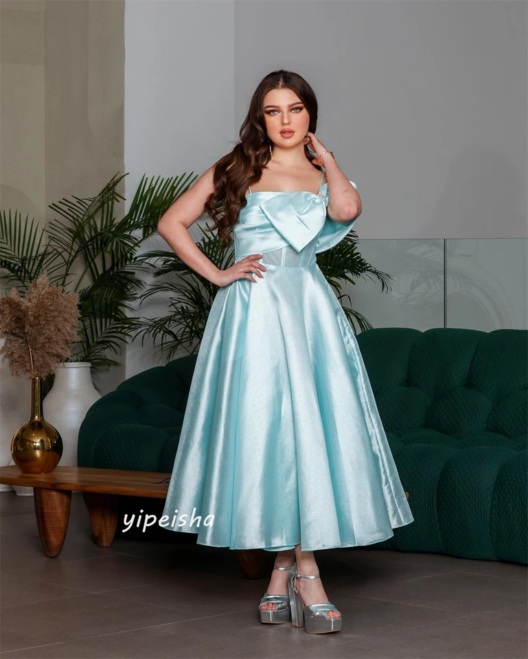 Customized s Bow Draped Graduation Ball Gown Spaghetti Strap Bespoke  Occasion Midi Dresses - AliExpress 320