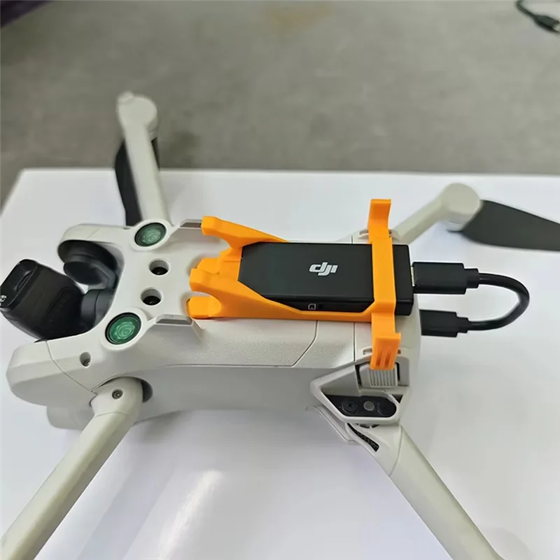 Engranaje de montaje del módulo SR-Drone 4G: soporte gris fijo con antena de cable de datos para DJI Mini 3Pro