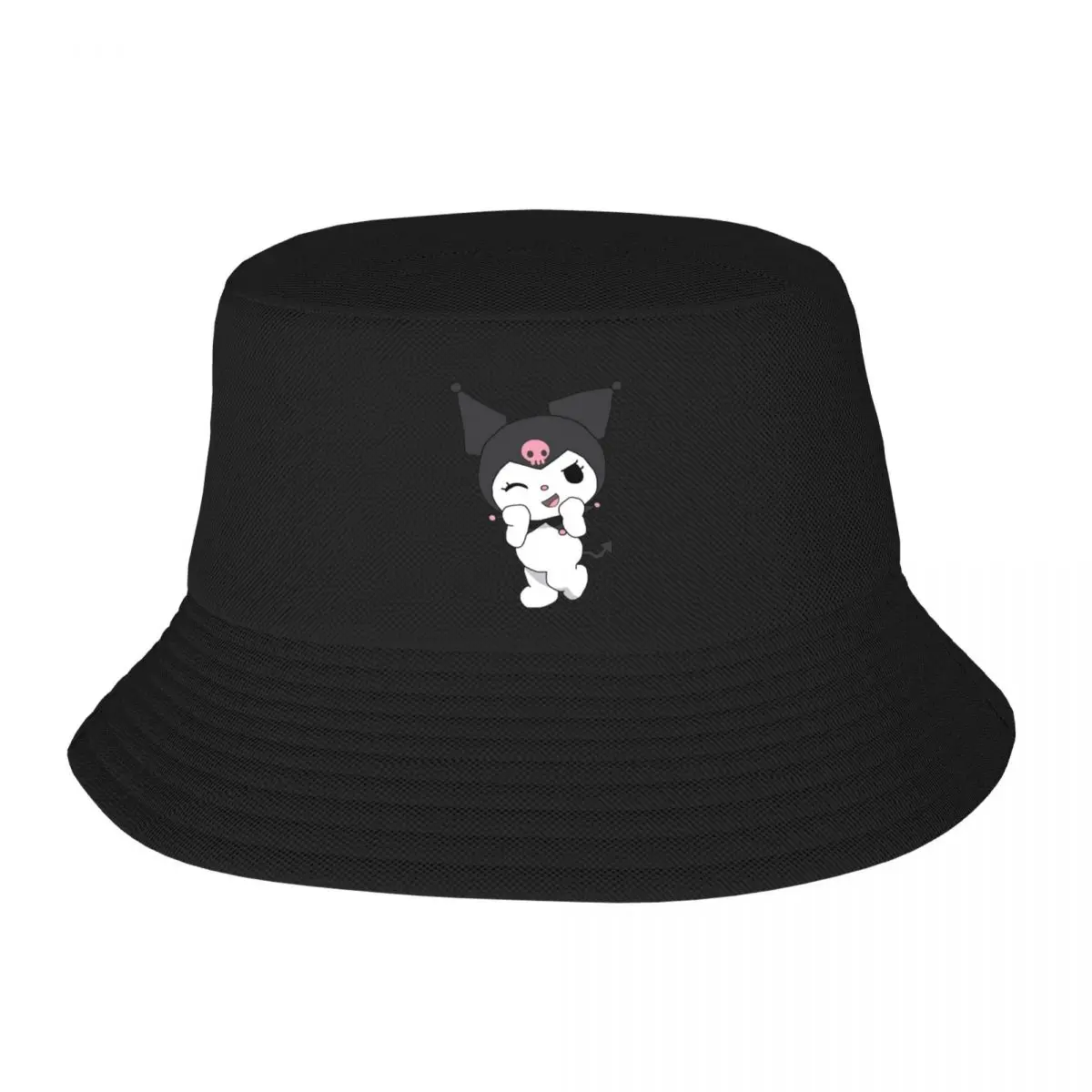 Kuromi Unisex Double-Layer Bucket Hat for Adults - Fashionable All-Season UV Protection Outdoor Cap