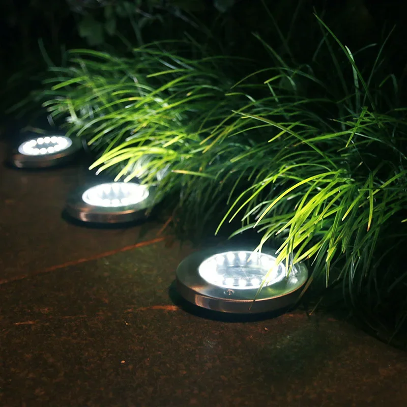 Solar Power Disk Light 8/16/20LED Waterproof Underground Lamps for Lawn Decoration Garden Terrace Courtyard Outdoor Lawn Light