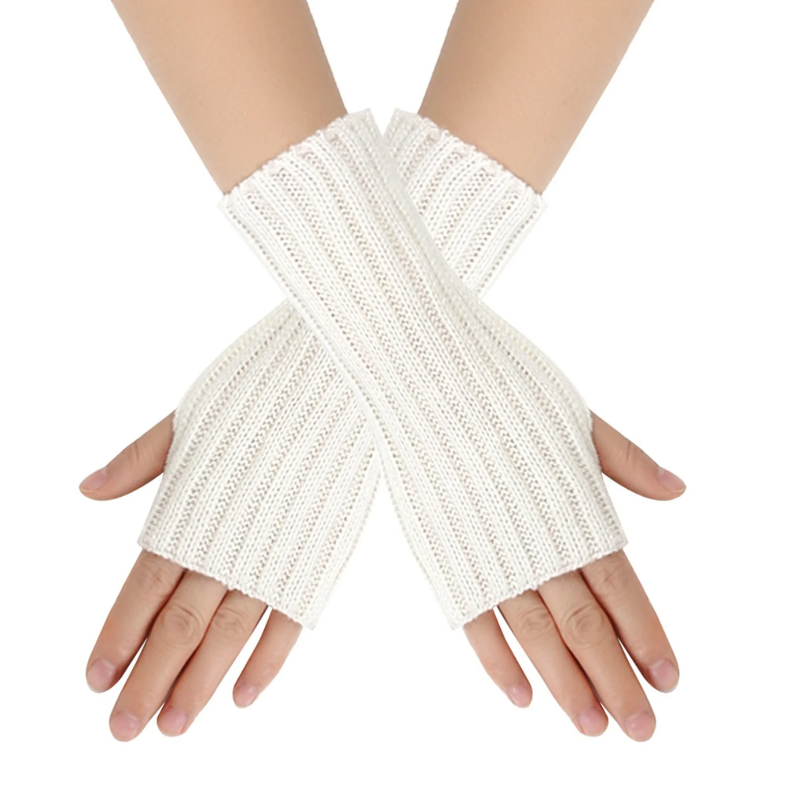 أزياء المرأة قفازات محبوكة بلون أصابع قفازات شتاء دافئ سيدة أسلوب بسيط قفازات زي الملحقات #4