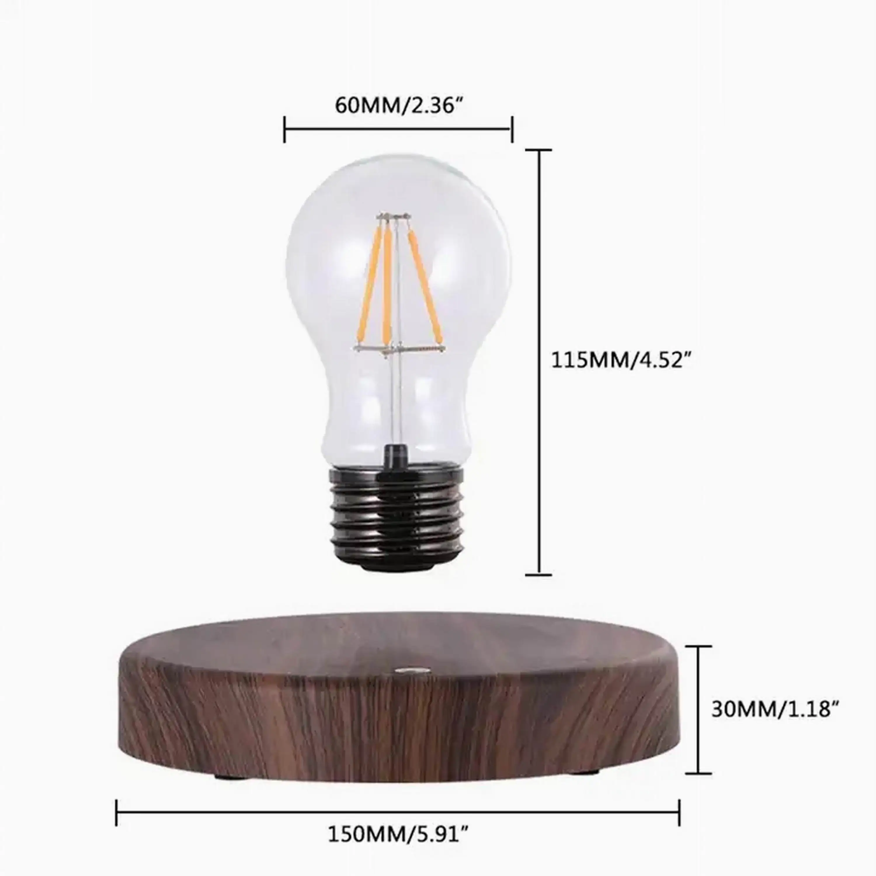 Wireless Levitating Magnetic Floating LED Desk Table Night Light, 360 Degree Automatic Rotate Bulb Lamp for Gifts, Room, Office