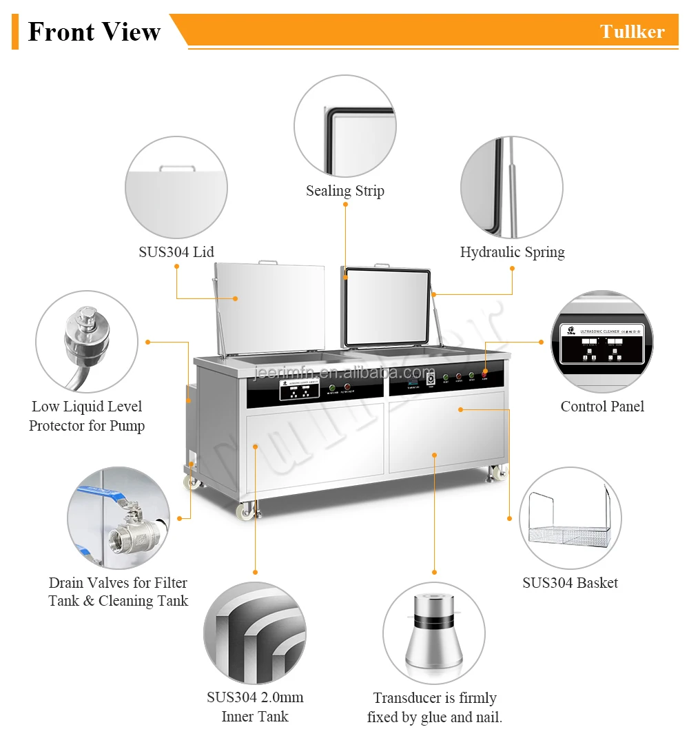 Lavatrice ad ultrasuoni in acciaio inossidabile per vetro da 61 litri, filtrazione a 2 serbatoi, asciugatura, risciacquo