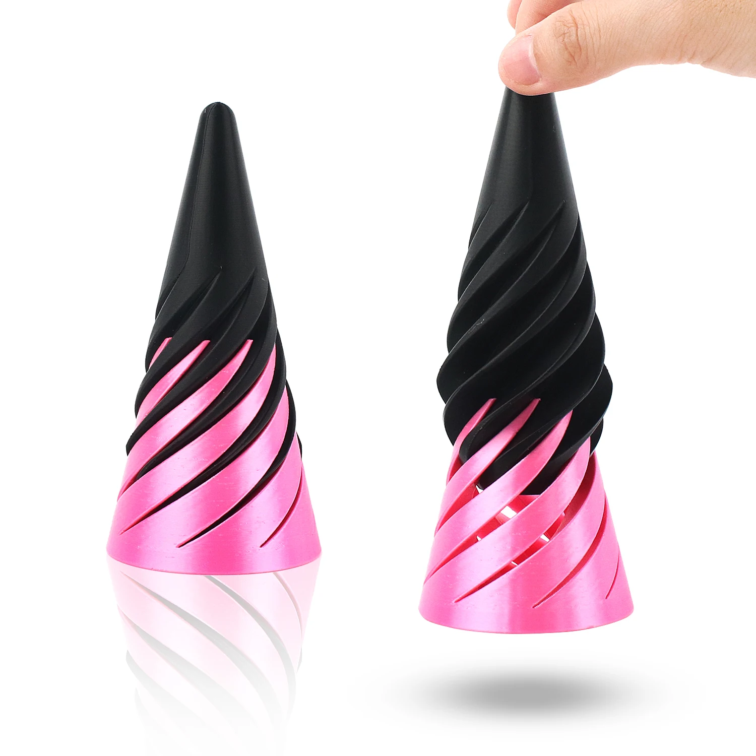 Jouet de décompression pour adulte, musique rotative imprimée en 3D, jouet d'épissure bicolore conique du bout des doigts, ornement de bureau