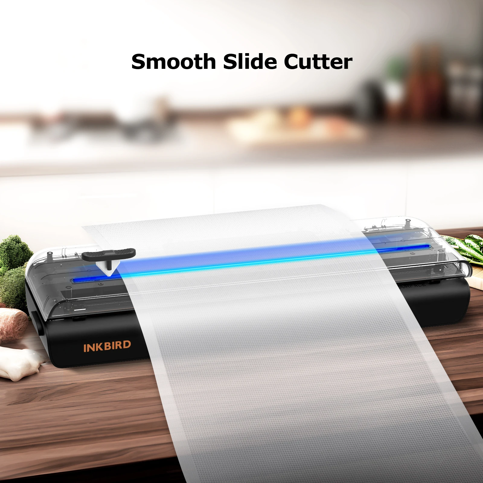 Imagem -02 - Inkbird-máquina Seladora a Vácuo com Cortador Embutido Sistema Automático de Vedação a ar Indicador Led para Armazenamento de Alimentos Pcs