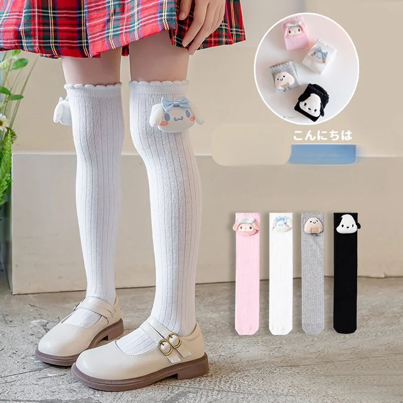 1pcs Sanrio Cinnamoroll Kawaii Children Socks Anime My Melody Pochacco Cute Cotton Comfort Breathable Knee High Socks for Kids